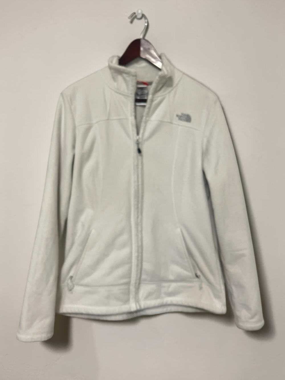 The North Face Womens Full Zip Cream Fleece Jacket Mock Neck Size M